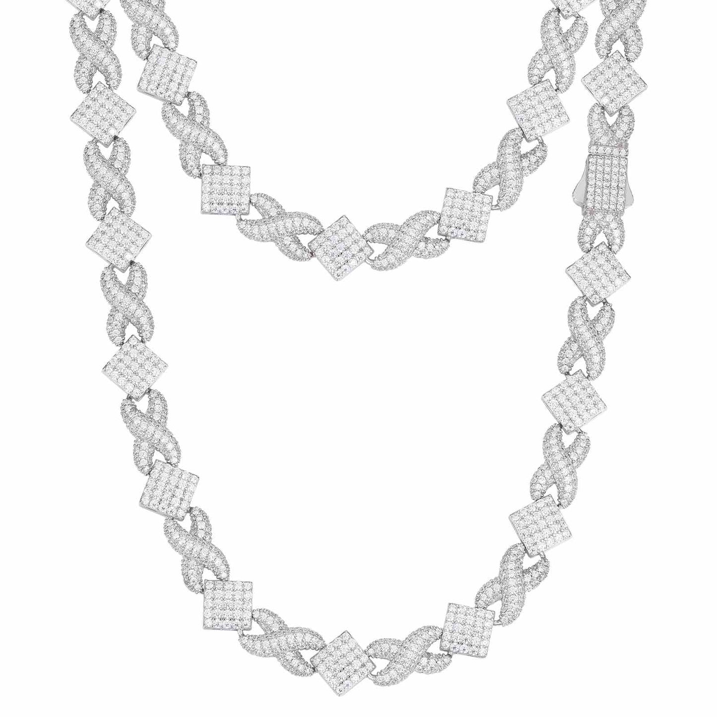 11mm S925 Moissanite Square Infinity Cuban Link Chain