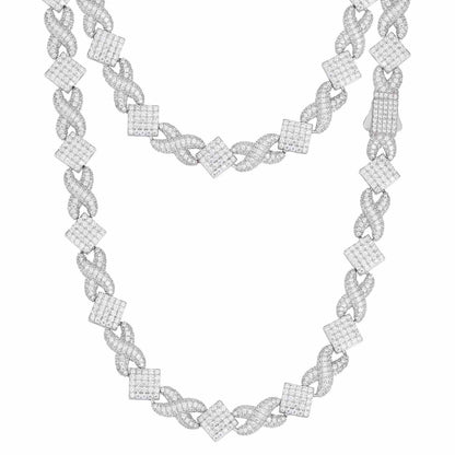 11mm S925 Moissanite Square Infinity Cuban Link Chain