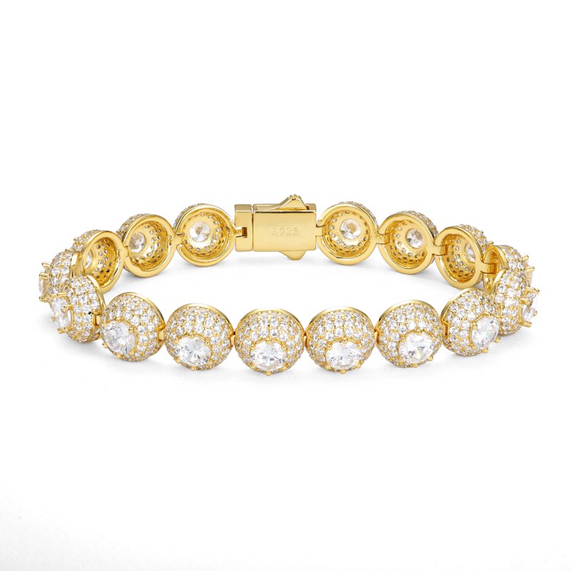 10mm S925 Moissanite Cluster Hemisphere Tennis Bracelet