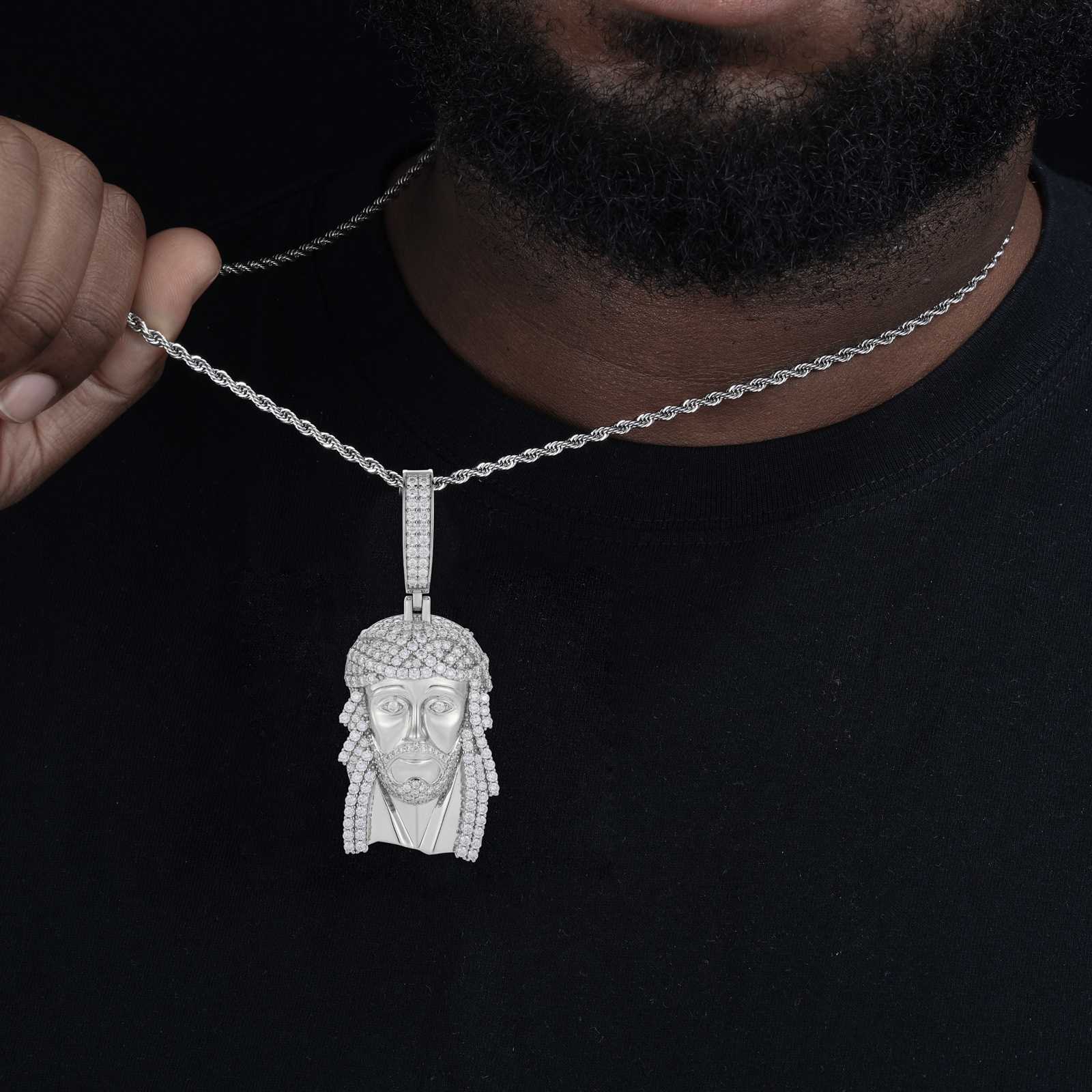 New 925 Moissanite Jesus Head Pendant