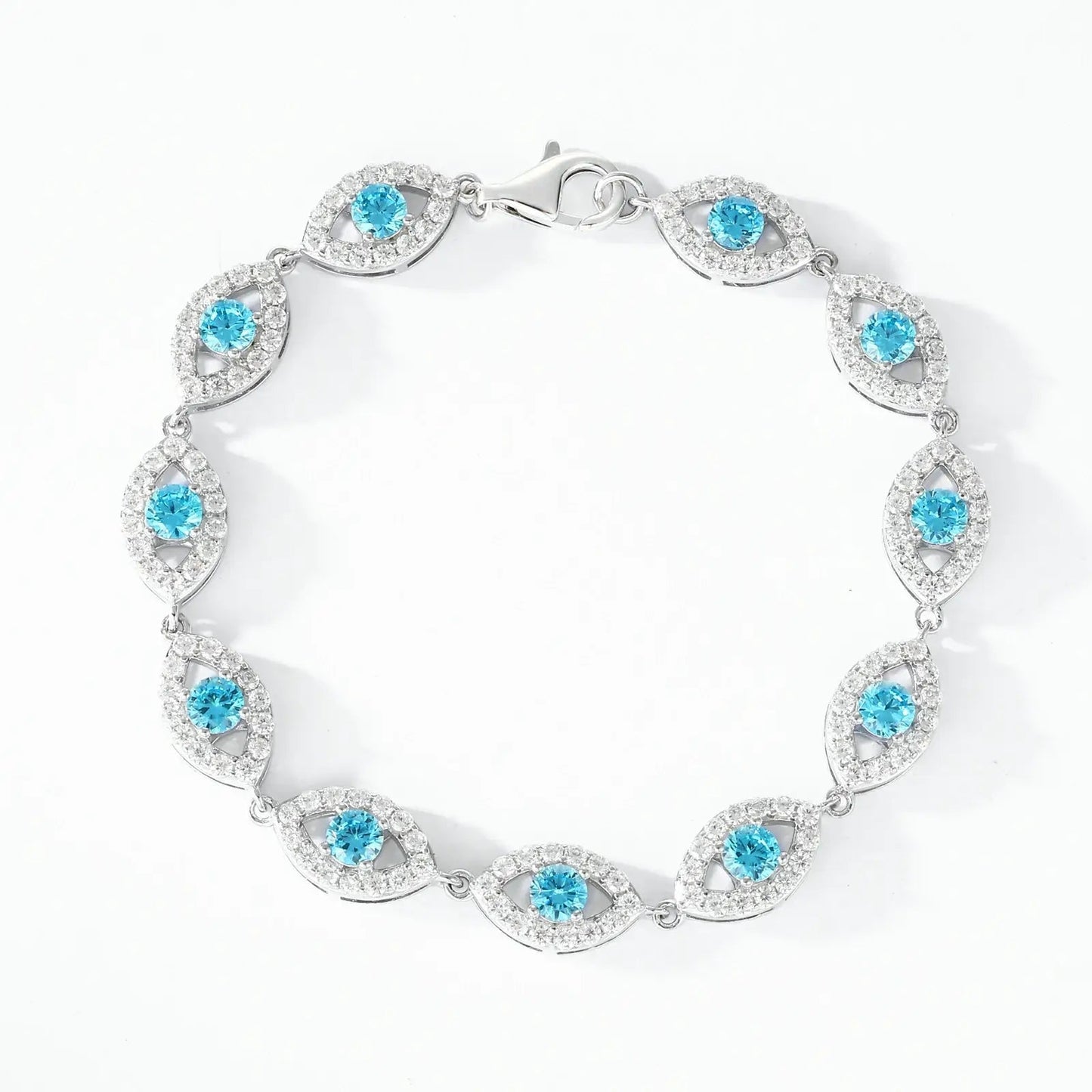 14mm S925 Moissanite Evil Eye Link Bracelet