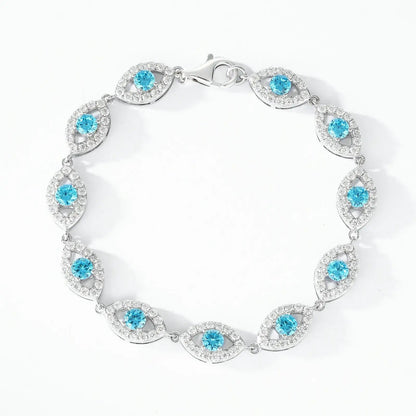 14mm S925 Moissanite Evil Eye Link Bracelet