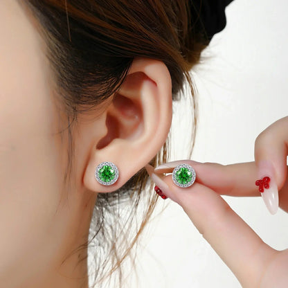 S925 Colored Moissanite Halo Stud Earrings