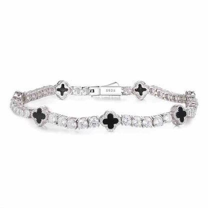 4mm S925 Moissanite Tennis Bracelet With Four Leaf Clover