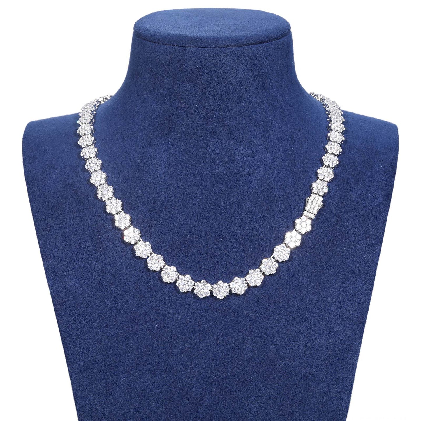 9mm 925 Silver Moissanite Floral Radiance Tennis Chain