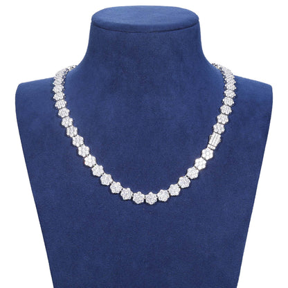 9mm 925 Silver Moissanite Floral Radiance Tennis Chain