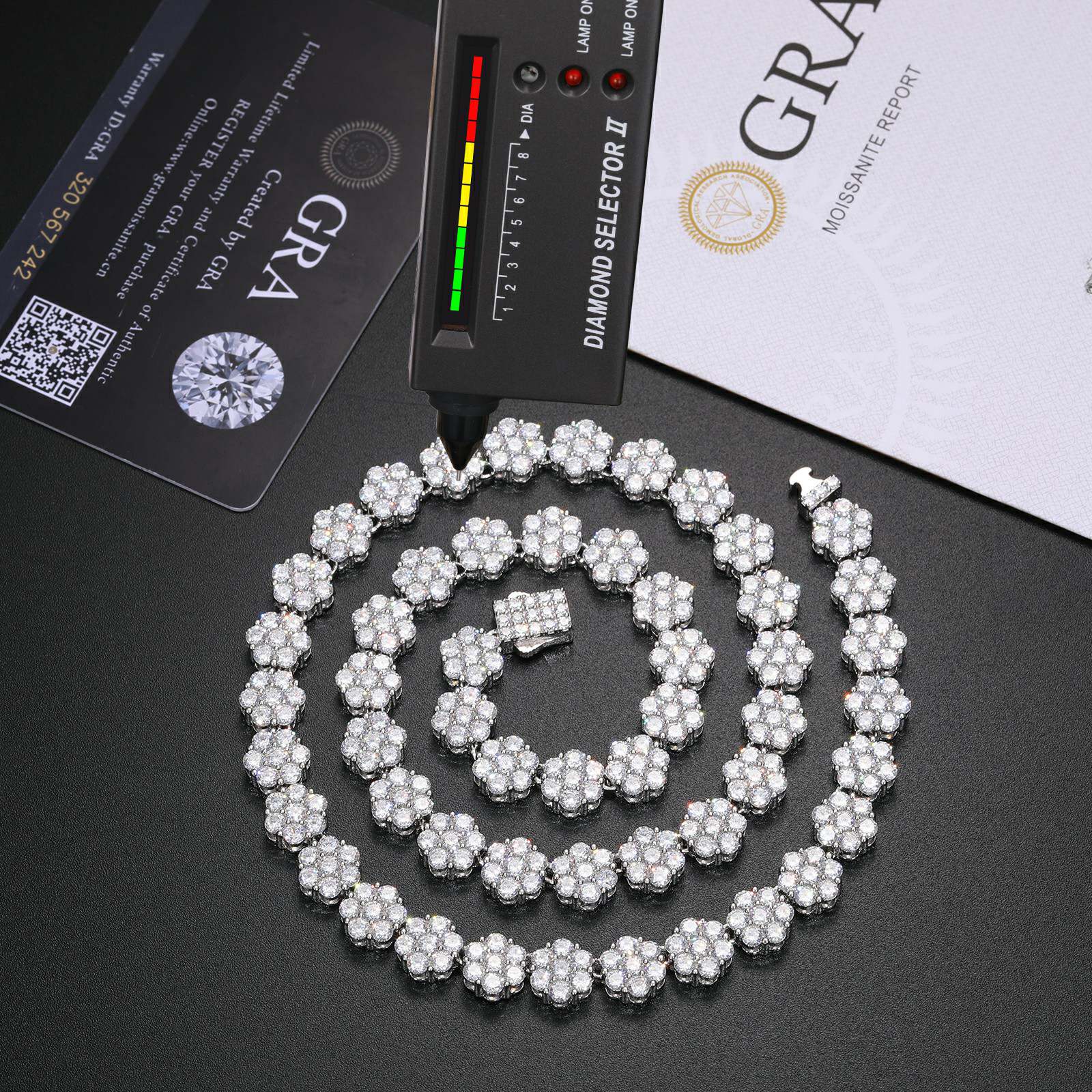 9mm 925 Silver Moissanite Floral Radiance Tennis Chain