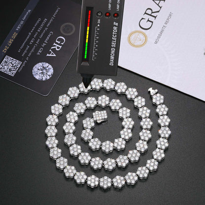 9mm 925 Silver Moissanite Floral Radiance Tennis Chain