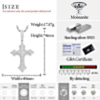 S925 Moissanite 3 Layer Flory Cross Pendant