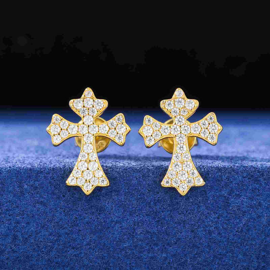 S925 Moissanite Iris Cross Stud Earrings
