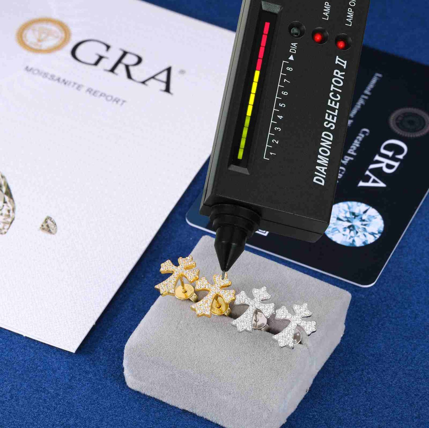 S925 Moissanite Iris Cross Stud Earrings