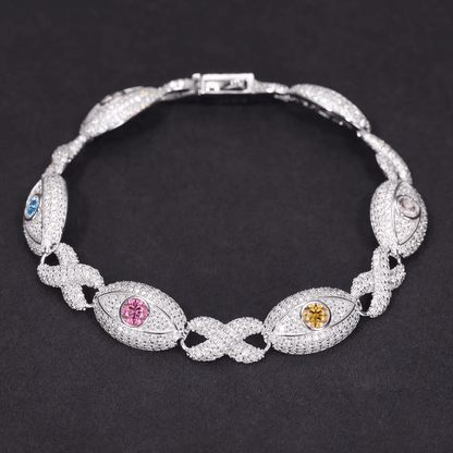 11mm S925 Moissanite Evil Eye Infinity Cuban Link Bracelet