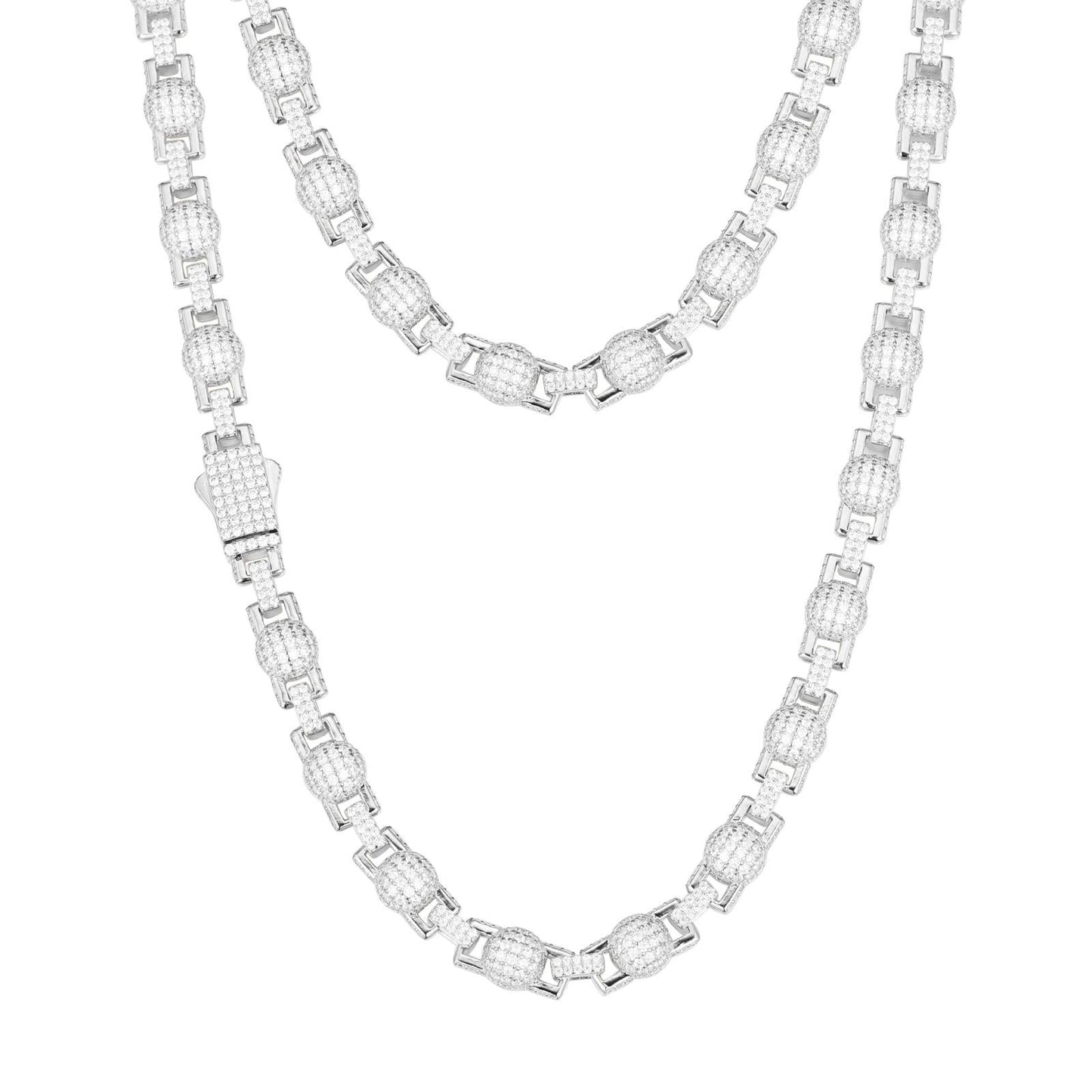 18.5mm S925 Moissanite Sun Moon Elf Ball Link Chain