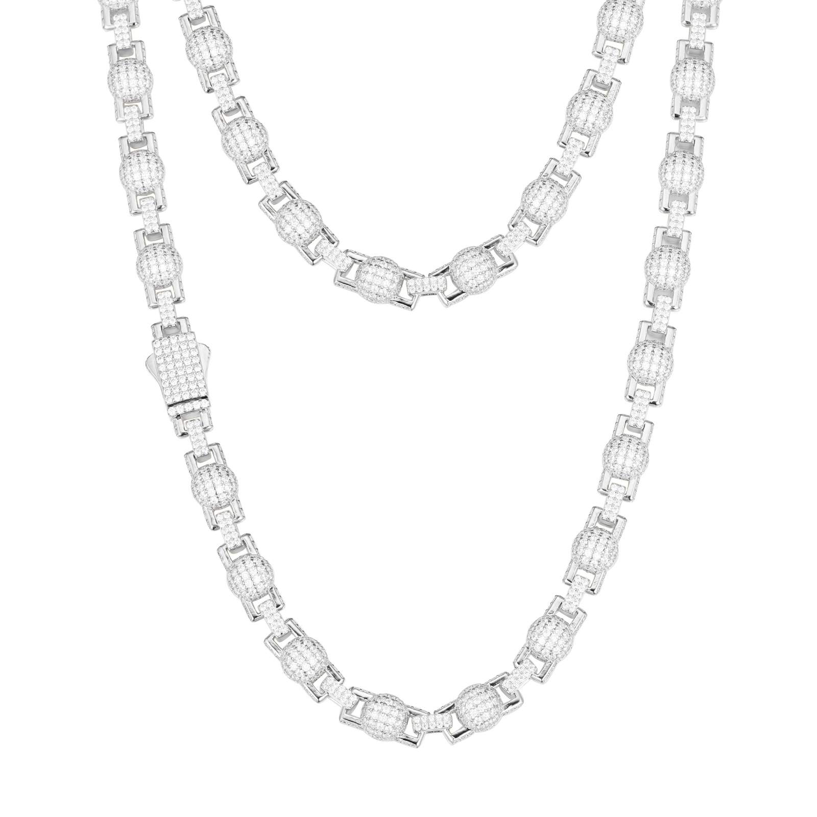 18.5mm S925 Moissanite Sun Moon Elf Ball Link Chain