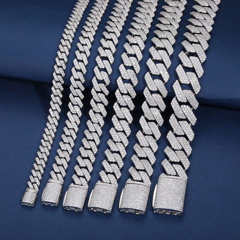 6mm-22mm S925 Moissanite Cuban Link Bracelet Collection