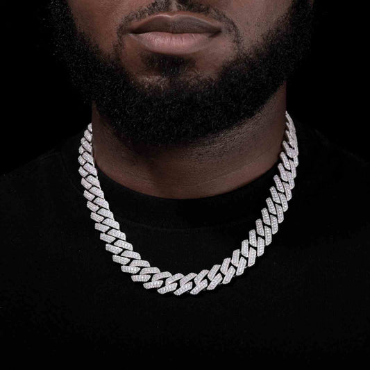 15mm S925 Micro 3 Rows Moissanite Cuban Link Chain