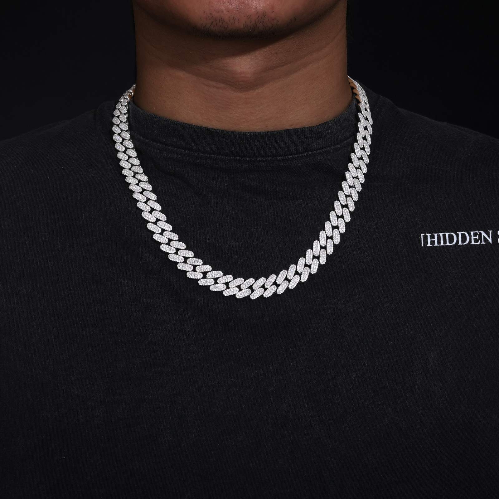 12mm S925 3 Rows Moissanite Cuban Link Chain