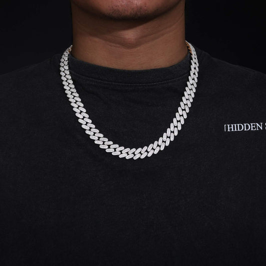 12mm S925 3 Rows Moissanite Cuban Link Chain