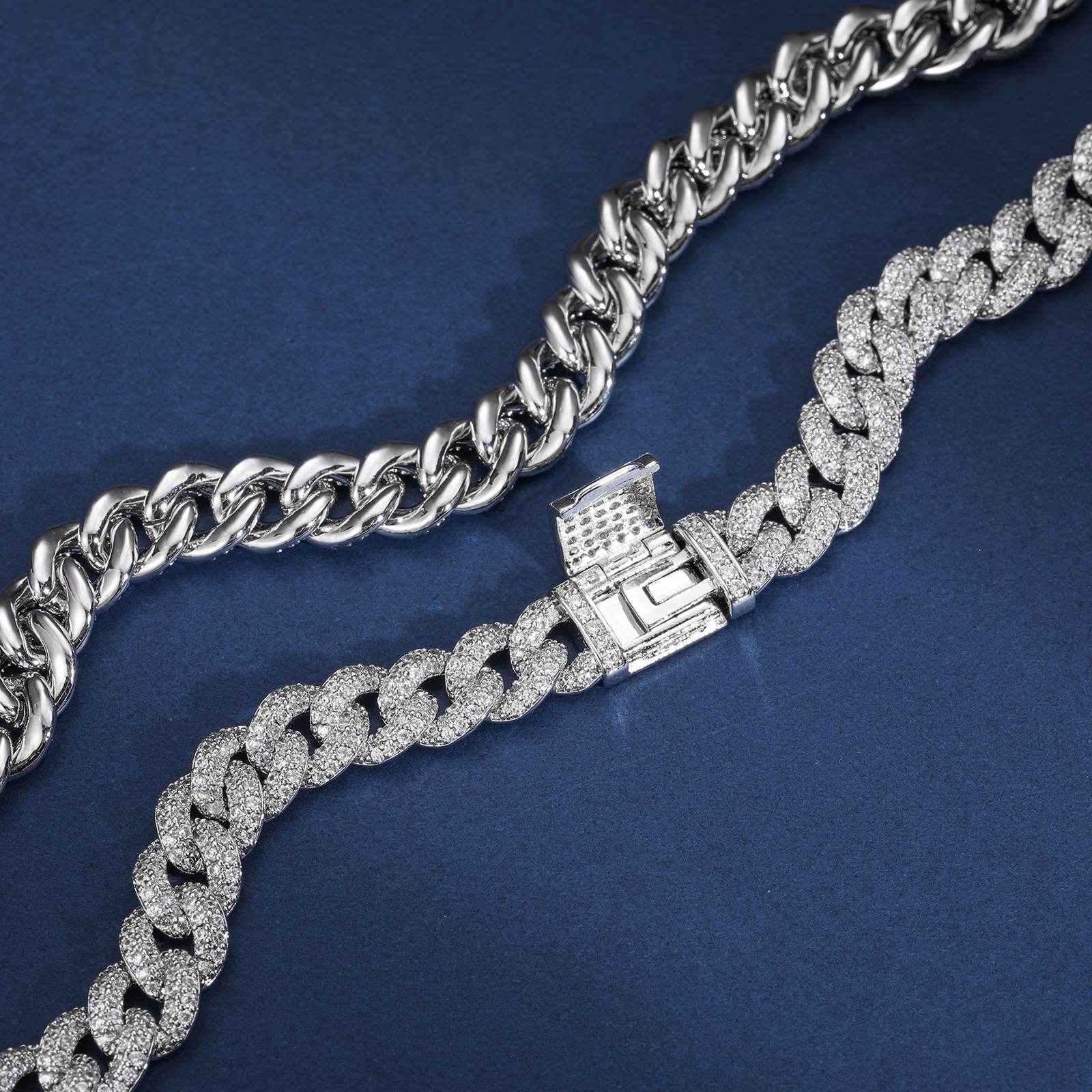 8mm S925 2 Rows Moissanite Bubble Cuban Link Chain