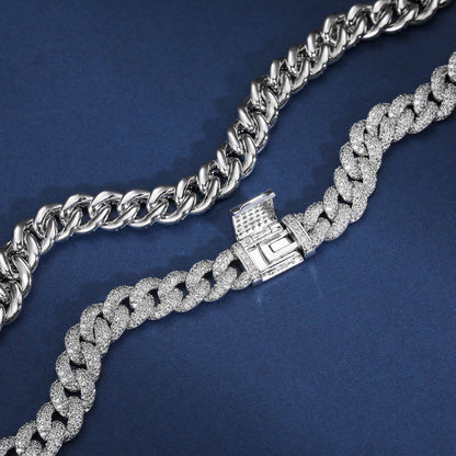 8mm S925 2 Rows Moissanite Bubble Cuban Link Chain