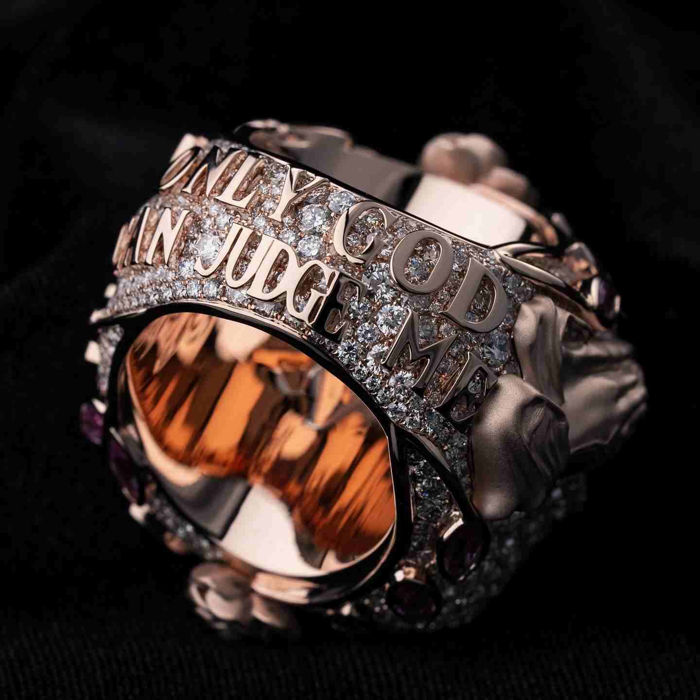 S925 Moissanite Custom Name Champion Ring With Rose Pray Hand Pattern