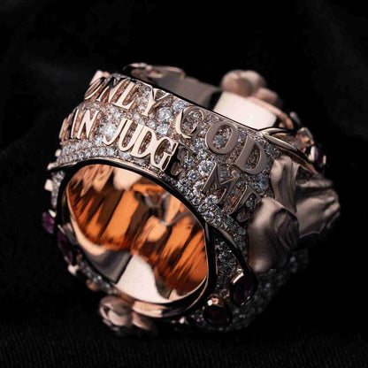 S925 Moissanite Custom Name Champion Ring With Rose Pray Hand Pattern