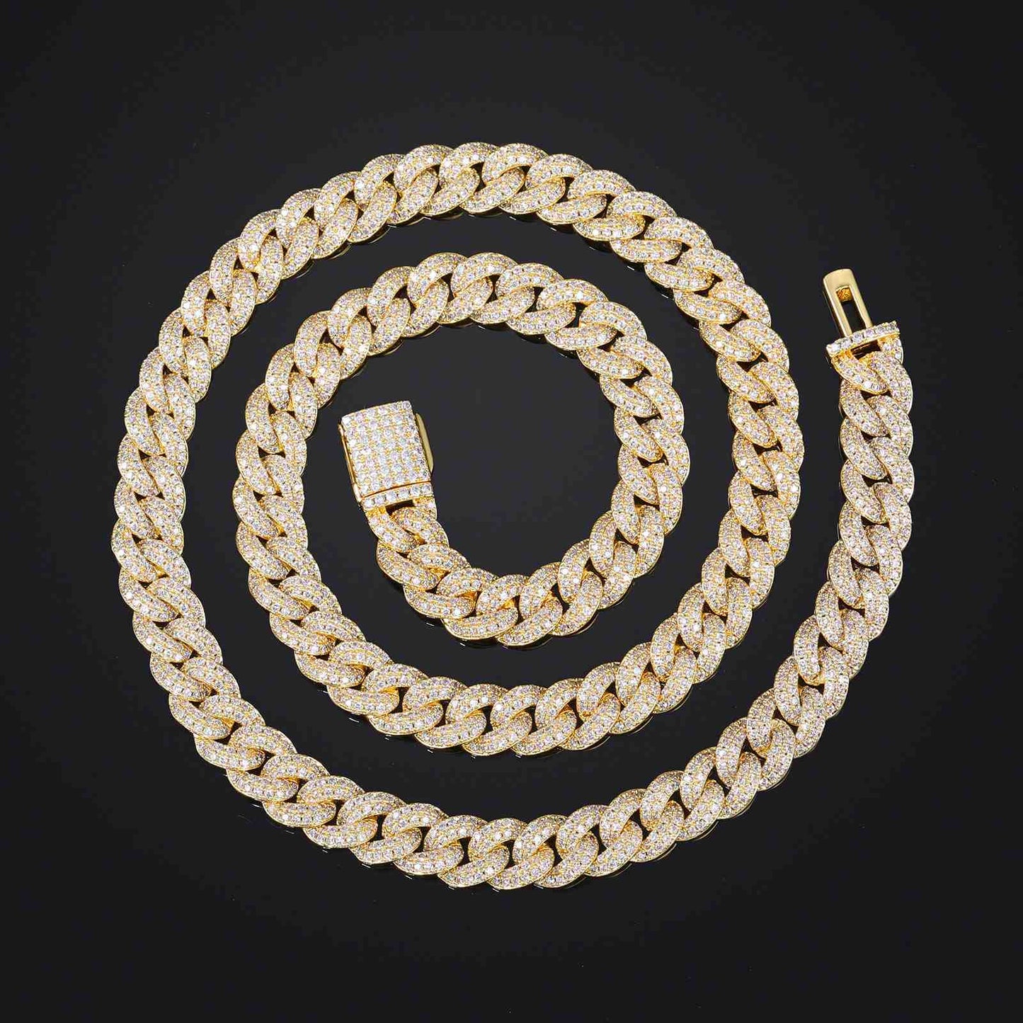 8mm Prong 2 Row CZ Buble Cuban Link Chain