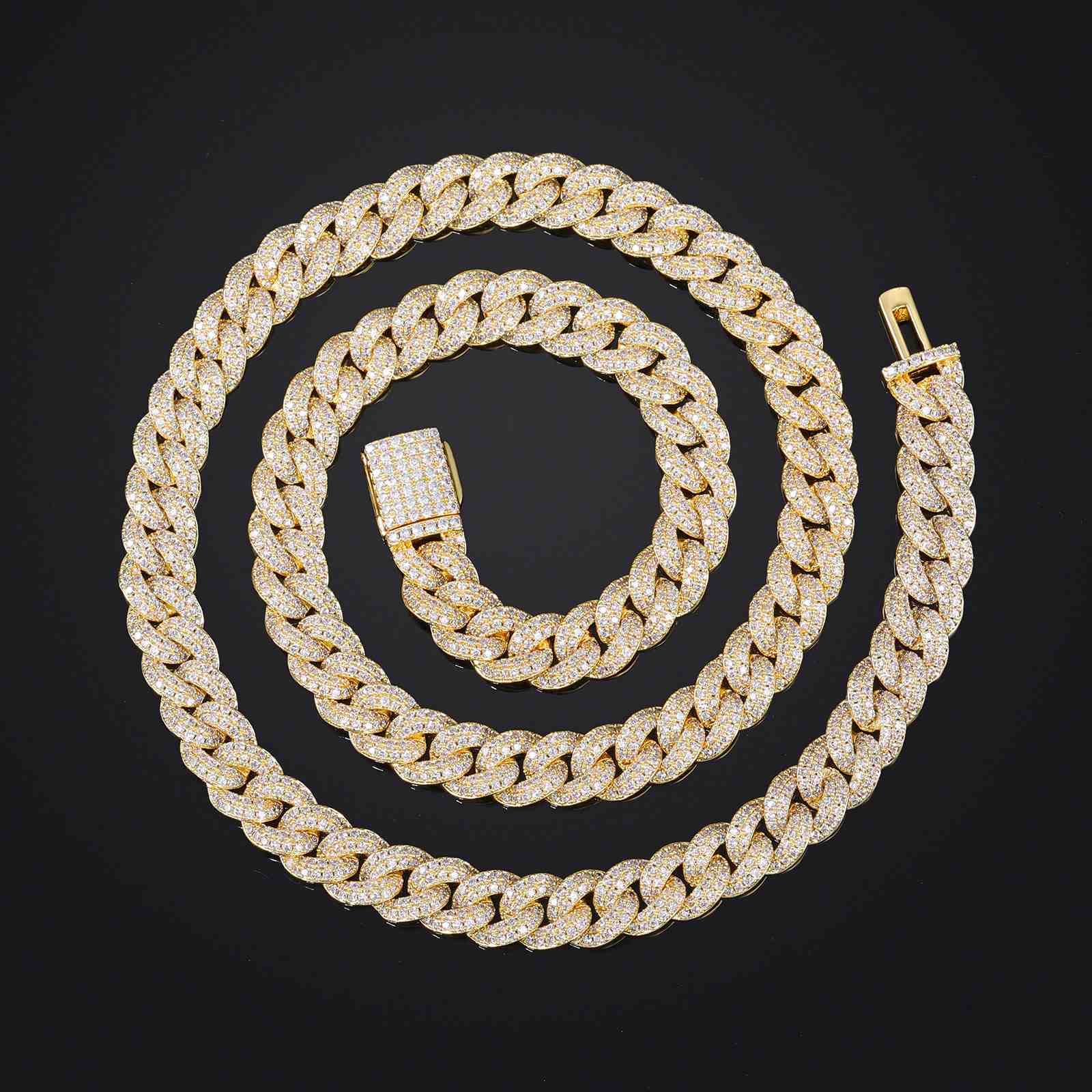 8mm Prong 2 Row CZ Buble Cuban Link Chain