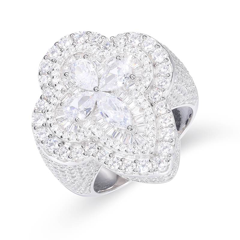 S925 Moissanite Cone Cross Ring