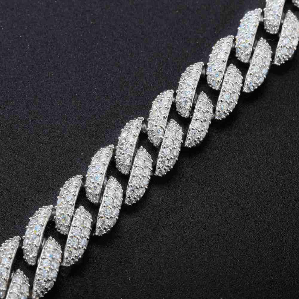 10mm S925 2 Row Moissanite Bubble Cuban Link Bracelet