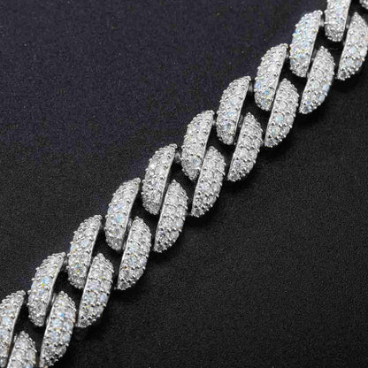 10mm S925 2 Row Moissanite Bubble Cuban Link Bracelet
