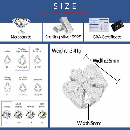 S925 Moissanite Wing Cross Ring