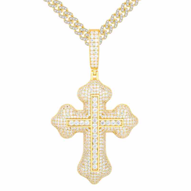 S925 Moissanite Double Layer Cross Pendant