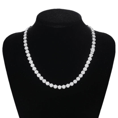 9mm 925 Silver Moissanite Geometric Hexagon Link Chain