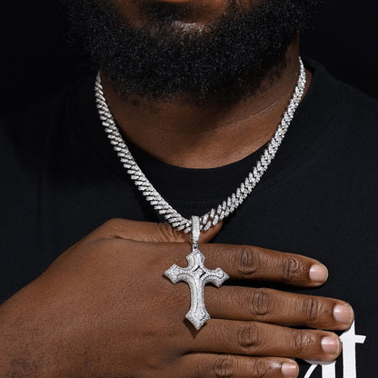 S925 Moissanite 3 Layer Flory Cross Pendant