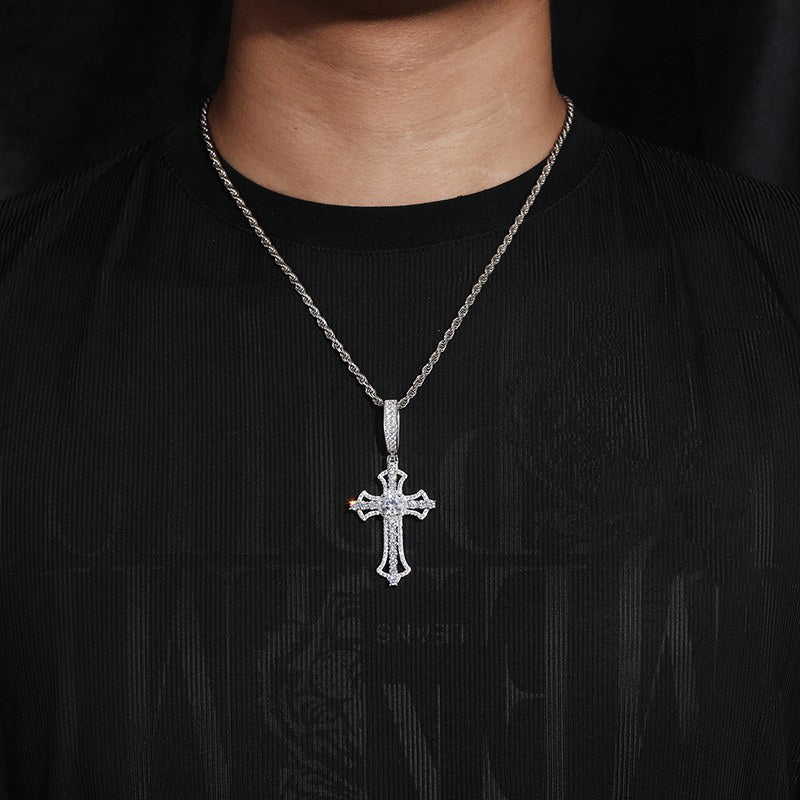 S925 Moissanite Cross Pendant With Letter S