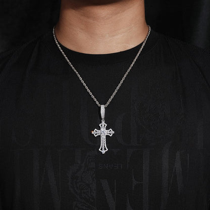 S925 Moissanite Cross Pendant With Letter S