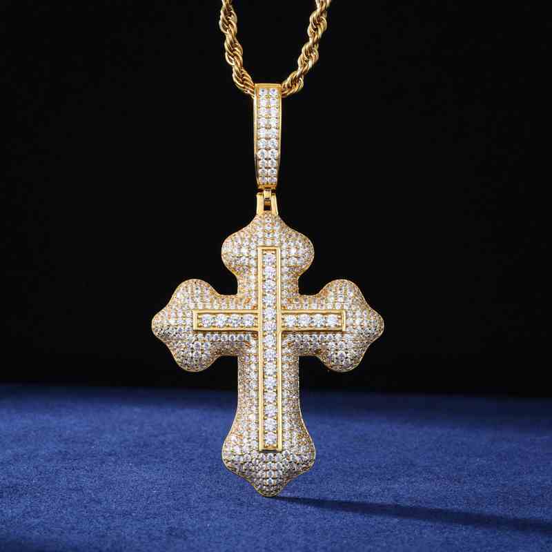 S925 Moissanite Double Layer Cross Pendant