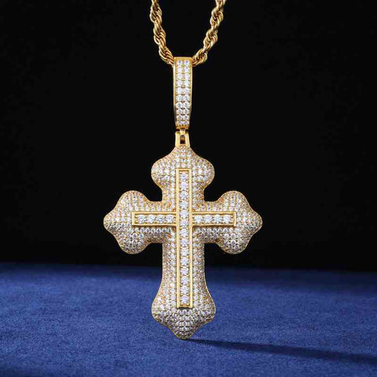 S925 Moissanite Double Layer Cross Pendant