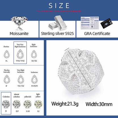 S925 Baguette Moissanite Micro Cross Ring