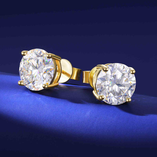 Screw Back Solitaire Moissanite Stud Earrings