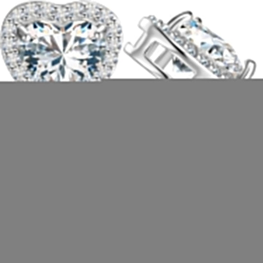 S925 Moissanite Cluster Heart Halo Stud Earrings