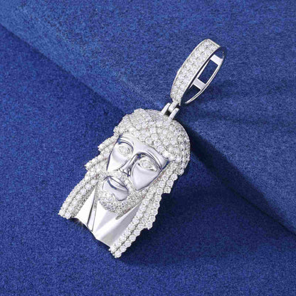 New 925 Moissanite Jesus Head Pendant