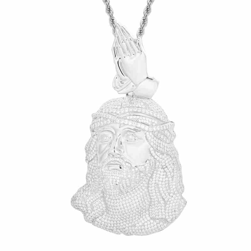 S925 Moissanite Jesus Piece Pendant With Pray Hand Bail