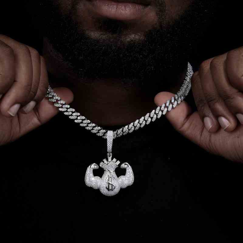 S925 Moissanite Hercules Money Bag Pendant