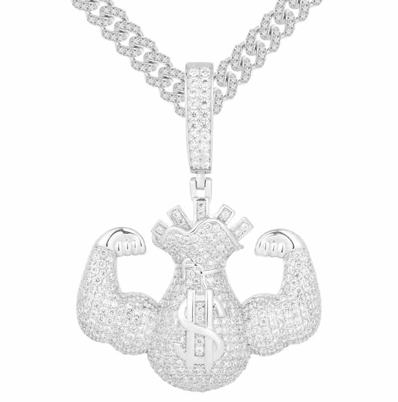 S925 Moissanite Hercules Money Bag Pendant