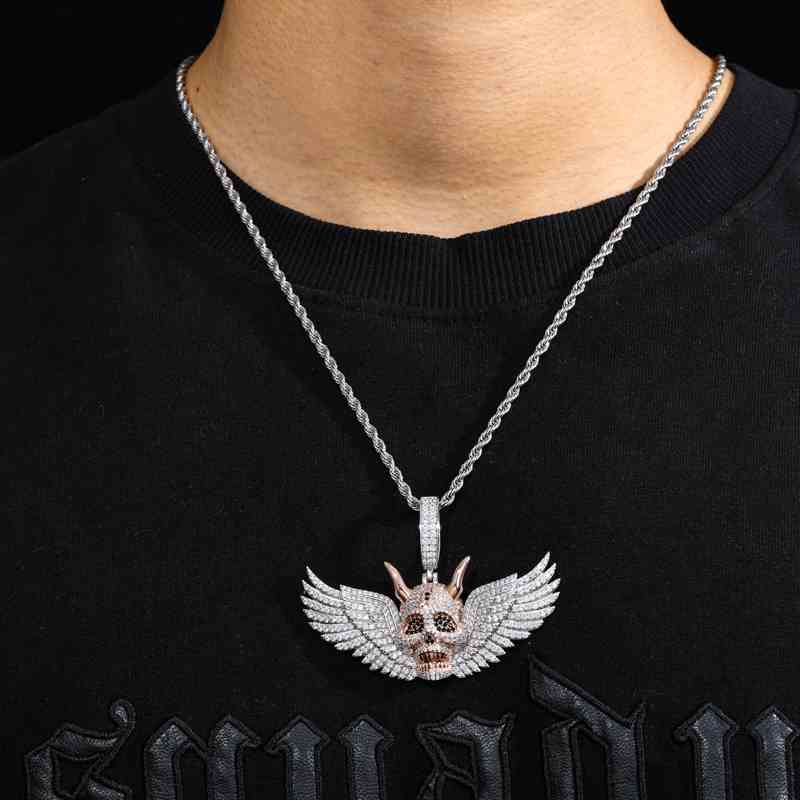 S925 Moissanite King of Skeleton Pendant With Wing