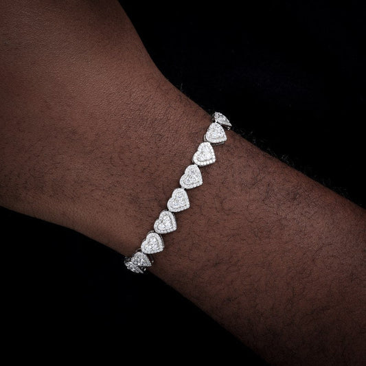 8mm S925 Moissanite Three Stone Heart Tennis Bracelet