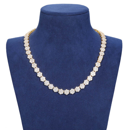 9mm 925 Silver Moissanite Floral Radiance Tennis Chain