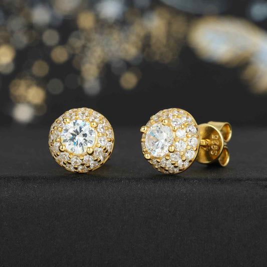 S925 Moissanite Hemisphere Halo Stud Earring